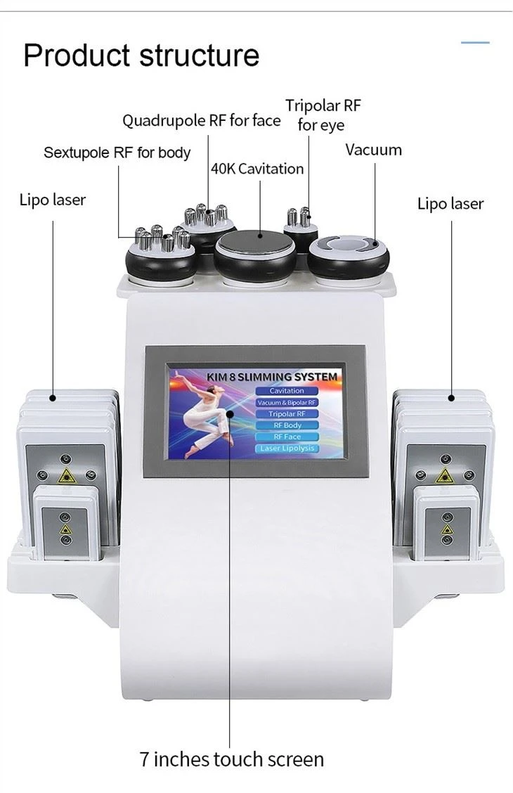 Bipolar RF Ultrasonic Liposuction Cavitation Vacuum Laser Slimming Machine